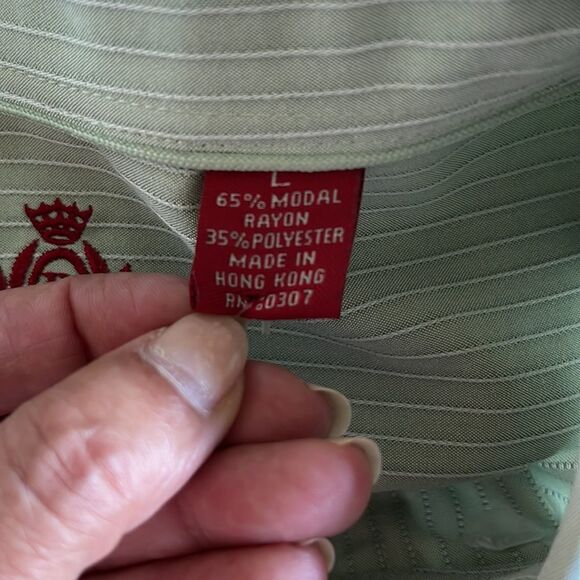 NWT REUNION Button down Shirt. Mint‎ Green w/white striping. Size Large - Picture 6 of 10